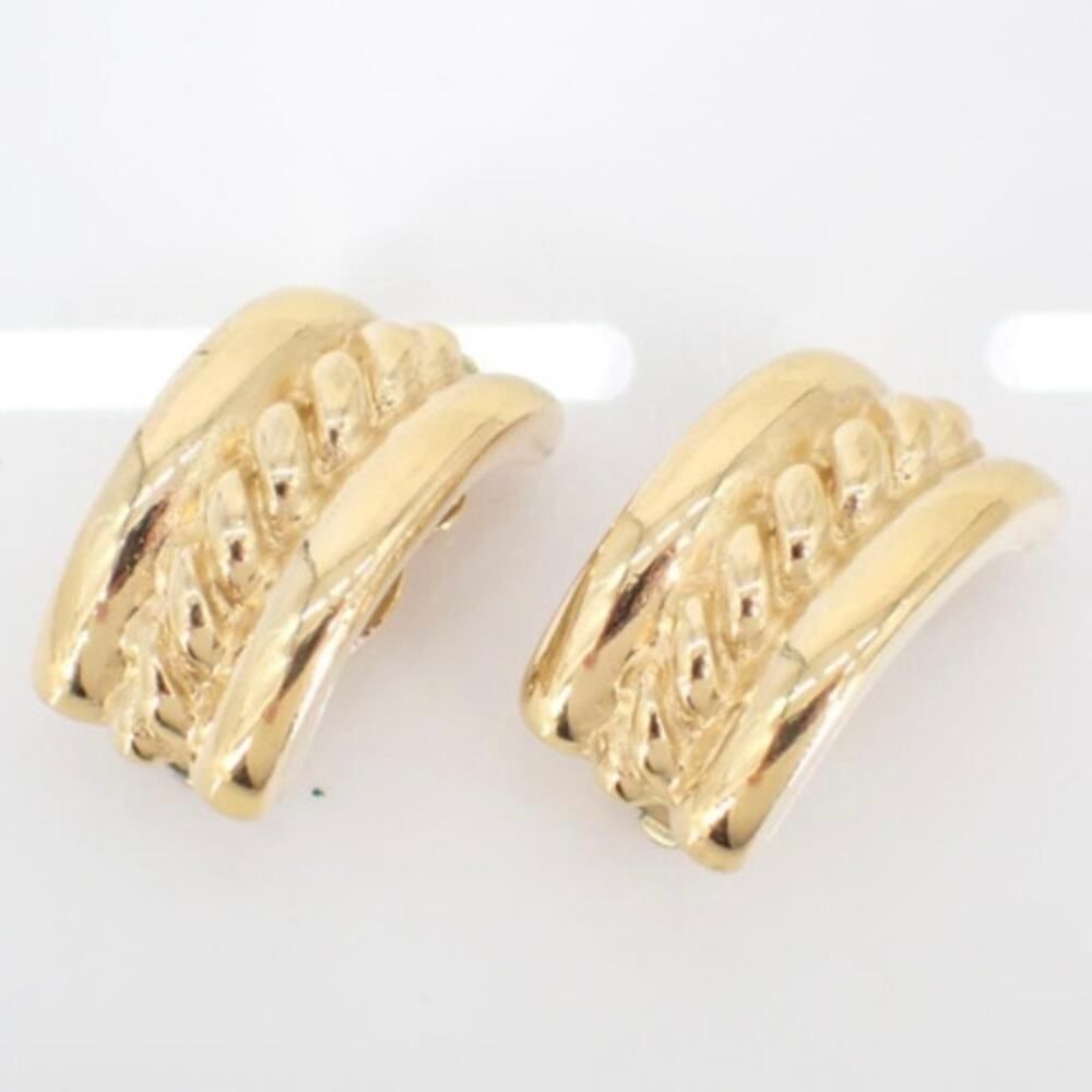 Vintage Givenchy Gold Clip-On Earrings – Textured Hoop Design, Signed